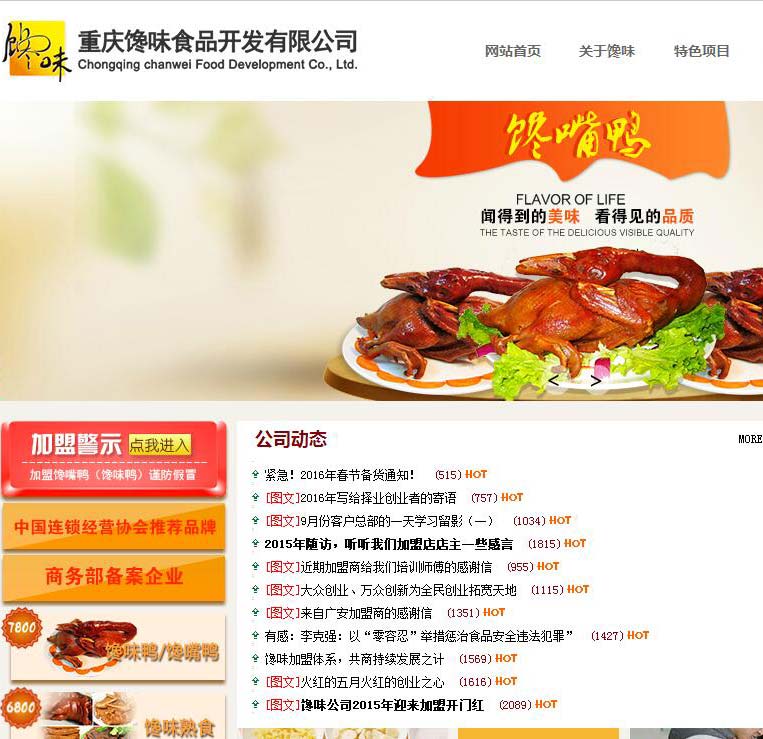 重庆馋味食品开发有限公司网站案例